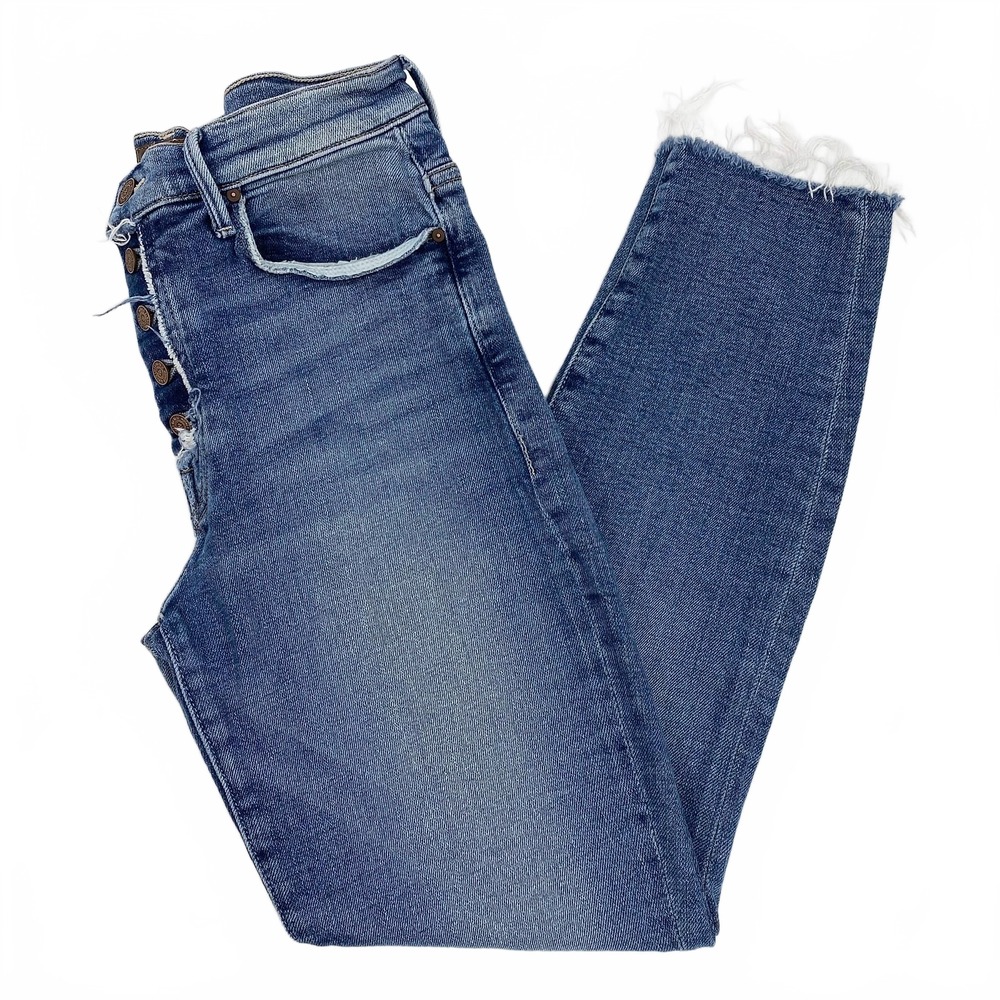 Mother Blue Medium Wash Fly Cut Stunner Ankle Fray Jeans | Women’s 28